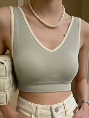 V-Neck Padded Crop Tank Top