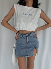 Cloud Nine Letter Print Crop Top