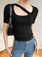 Front Cutout Short Sleeve Shirt