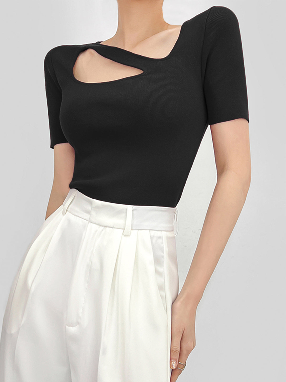 Front Cutout Short Sleeve Shirt