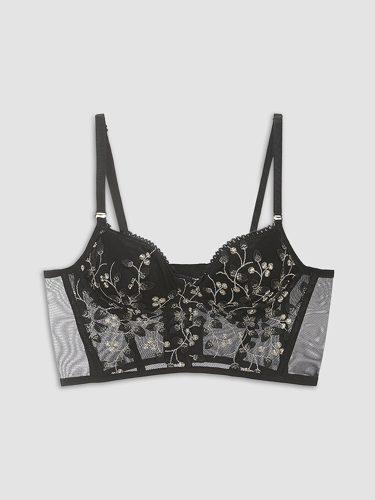 Floral Mesh Lace Crop Corset Top