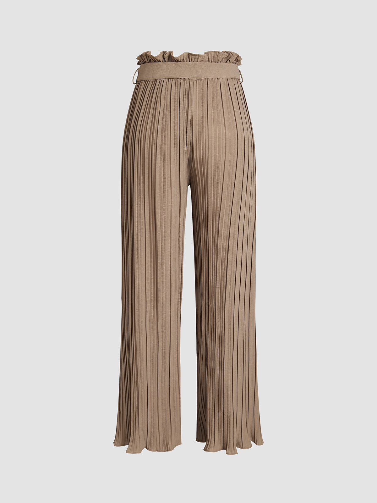 Tie Front Pleated Wide Leg Paperbag Pants