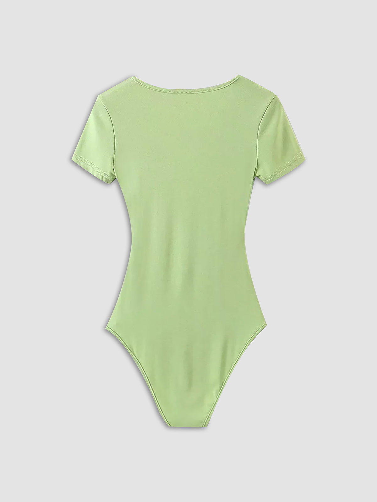 Solid V-Neck Keyhole O-Ring Bodysuit