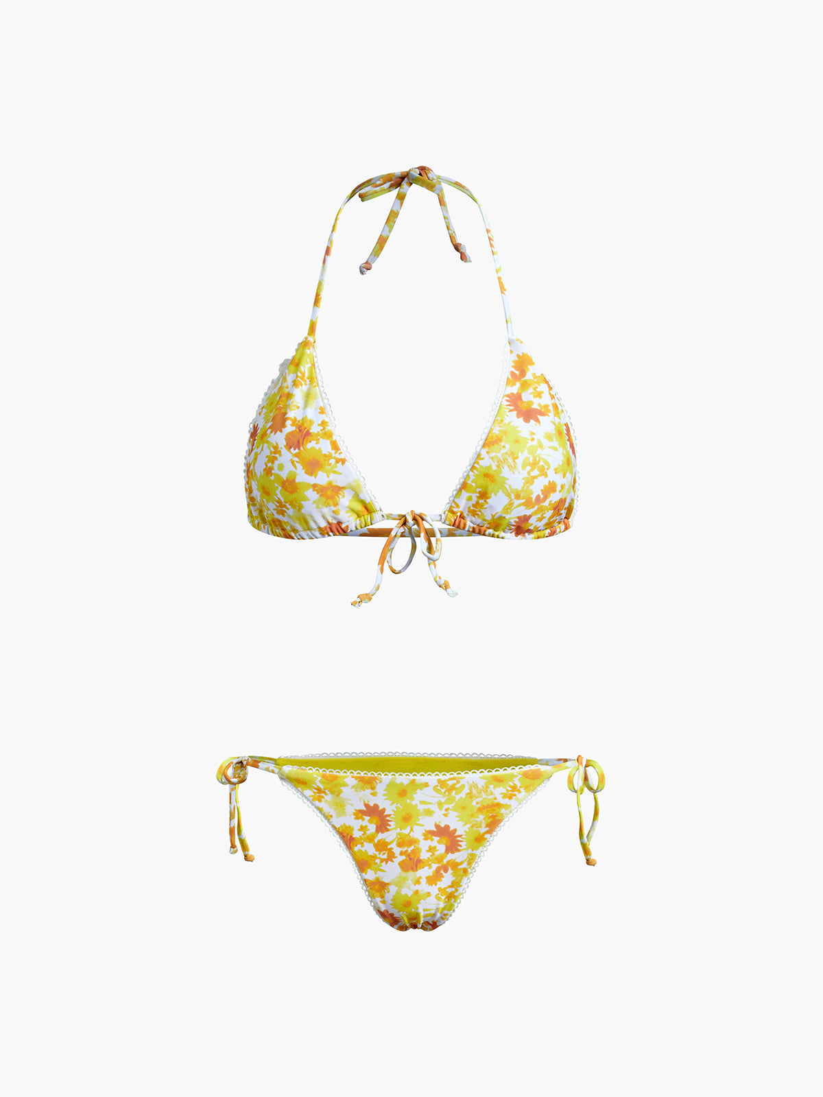 Sunshine Floral Tie Back Halter Two Piece Bikini Set