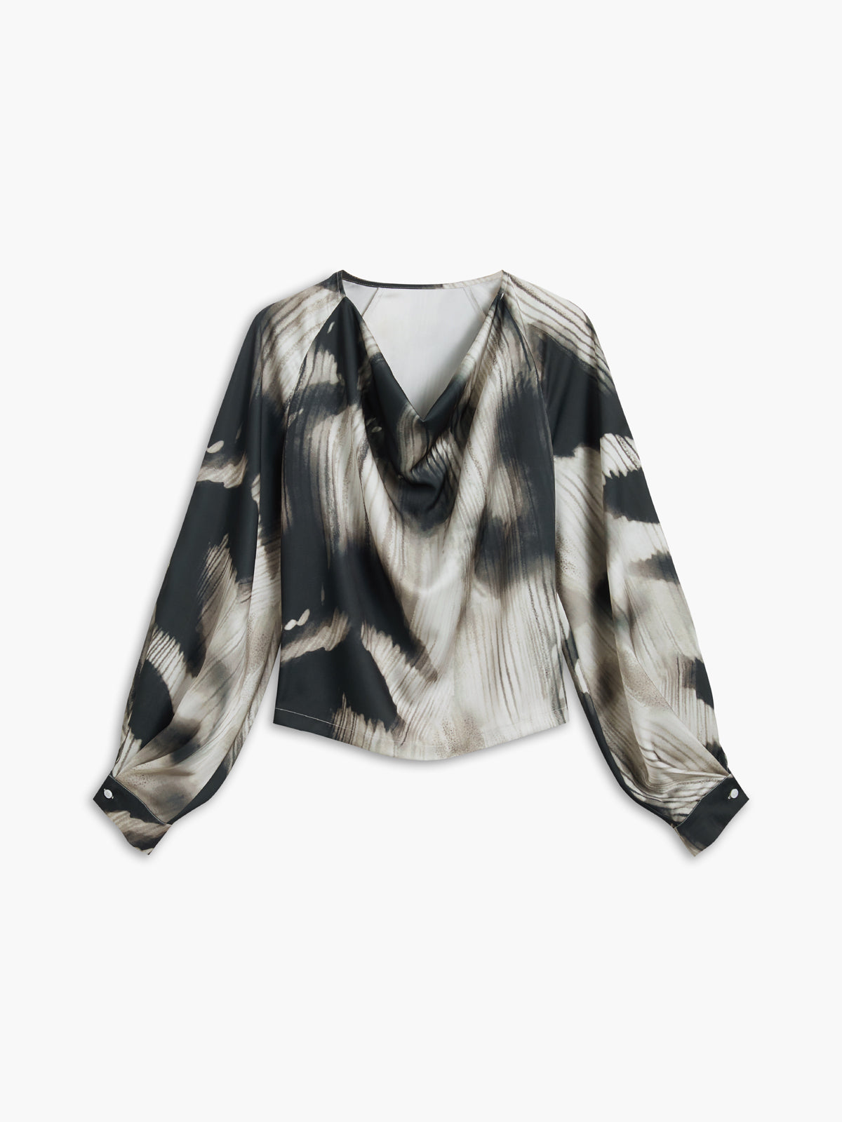 Tie Dye Cowl Neck Long Sleeve Oversized Shirt