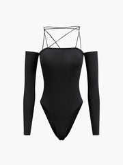 Cross Strap Off-Shoulder Bodysuit