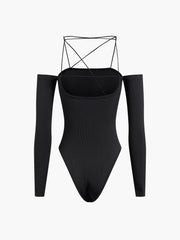 Cross Strap Off-Shoulder Bodysuit