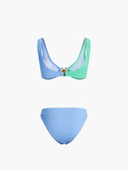 Two Tone Square Neck O-Ring Two Piece Bikini Set