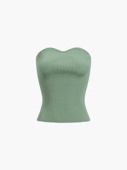 Leisure Ribbed Sweetheart Strapeless Tube Top