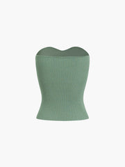 Leisure Ribbed Sweetheart Strapeless Tube Top