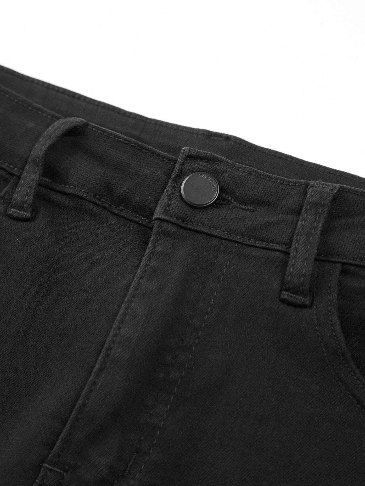 Black Denim Button Bermuda Short Jeans