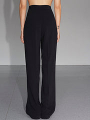 V-Shape Waist Pleated Flowy Straight Leg Pants