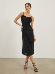 Jacquard Strap Midi Dress