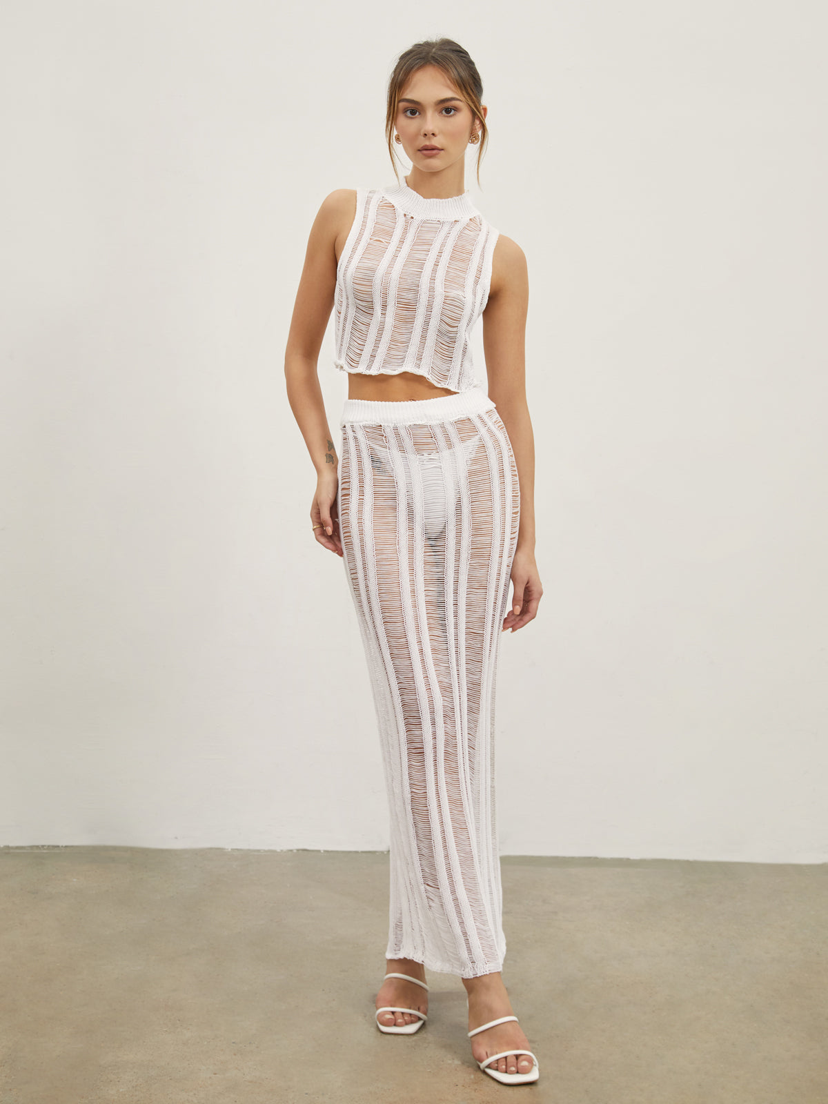 Leisure Hollow Knit Maxi Skirt