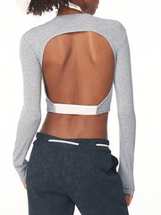 Open Back Elastic Band Crop Shirt