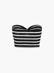 Stripe Twist Crop Strapless Tube Top