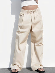 Drawstring Cargo Parachute Pants