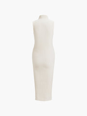 Mock Neck Ribbed Bodycon Long Dress