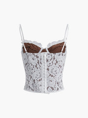 Floral Lace Mesh Zippered Corset Top