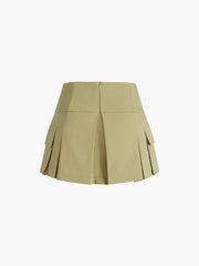 Zippered Cargo Pleat Skirt