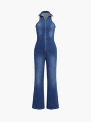 Vintage Denim Zippered Jumpsuit