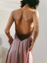 Open Back Satin Long Dress