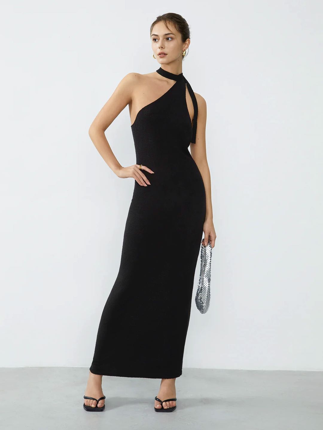 Asymmetrical Halter Long Dress