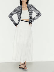 Utility Pleated Long Skirt