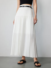 Utility Pleated Long Skirt