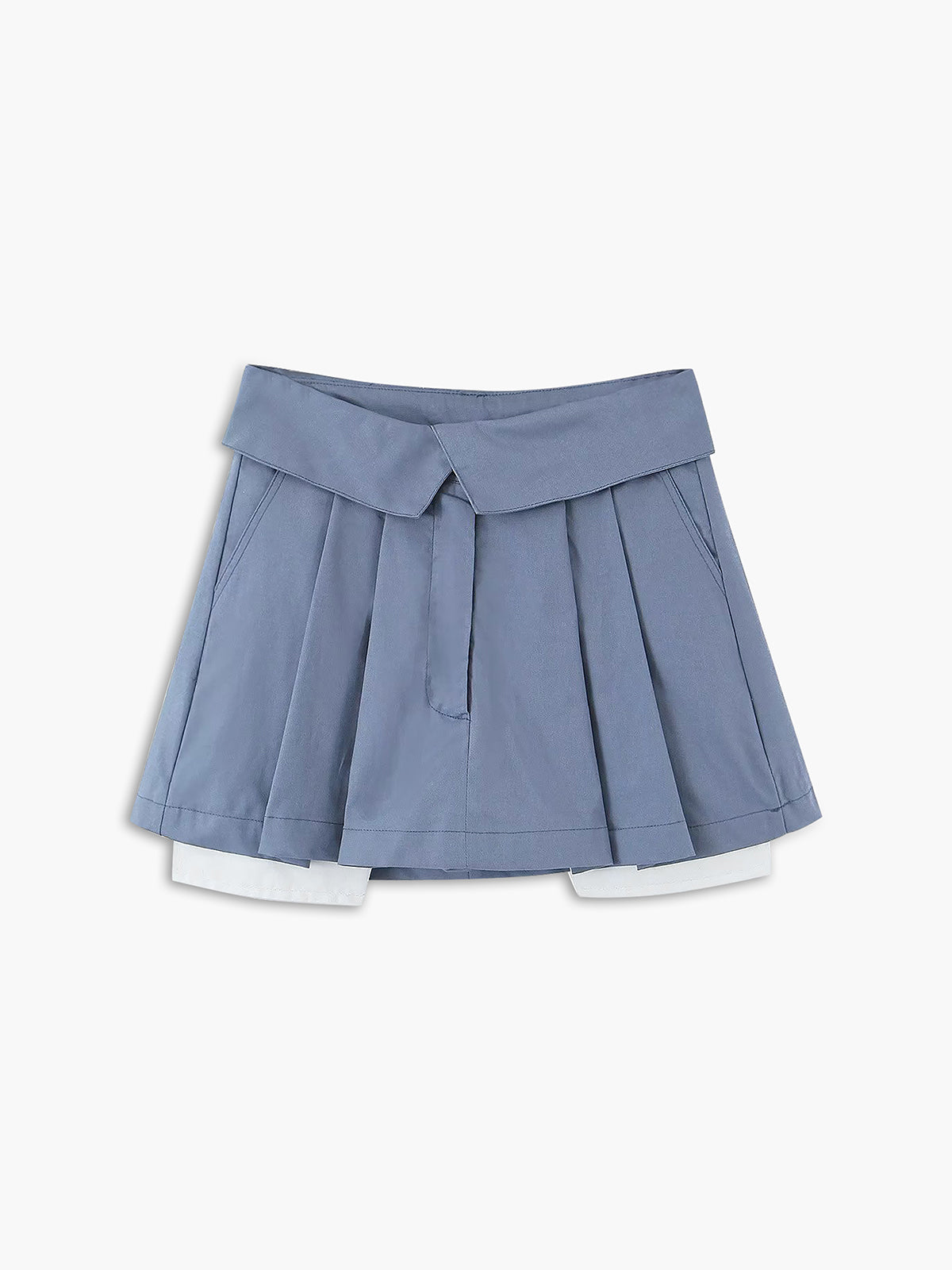 Turn Down Waist Layer Pleat Mini Skirt