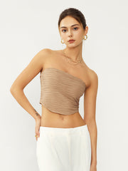 Crop Texture Strapeless Tube Top