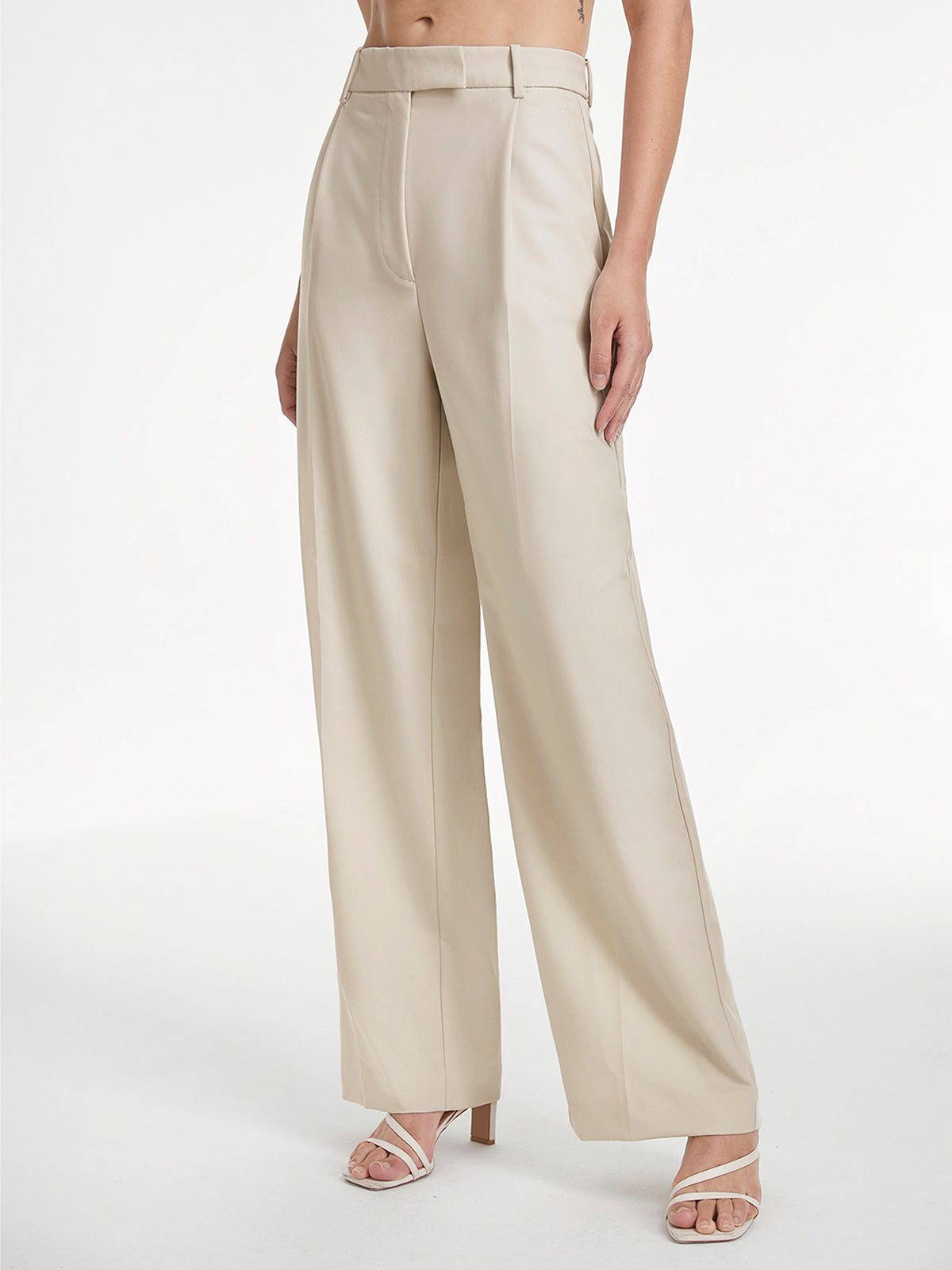 High Waisted Relaxed Fit Wide Leg Dress Pants