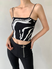 Zebra Print Knit Tank Top