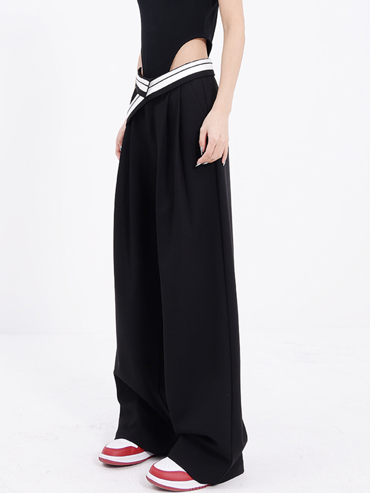 Reverse Waistband Baggy Wide Leg Pants