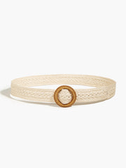 Round Buckle Straw Belt