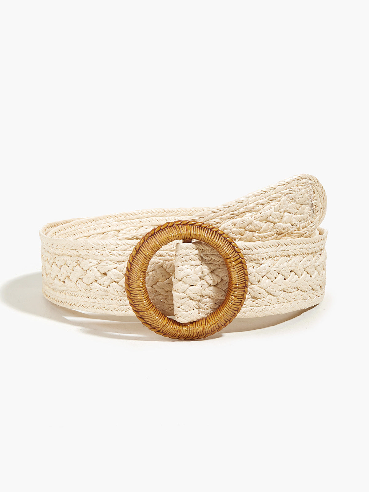 Round Buckle Straw Belt