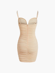 Wire Bustier Mesh Strap Short Dress