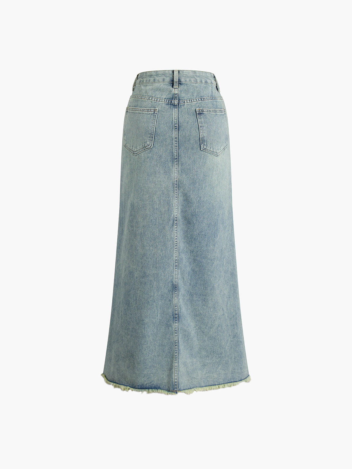 Triple Buttoned Denim Long Skirt