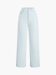 Light Blue Denim Straight Leg Jeans