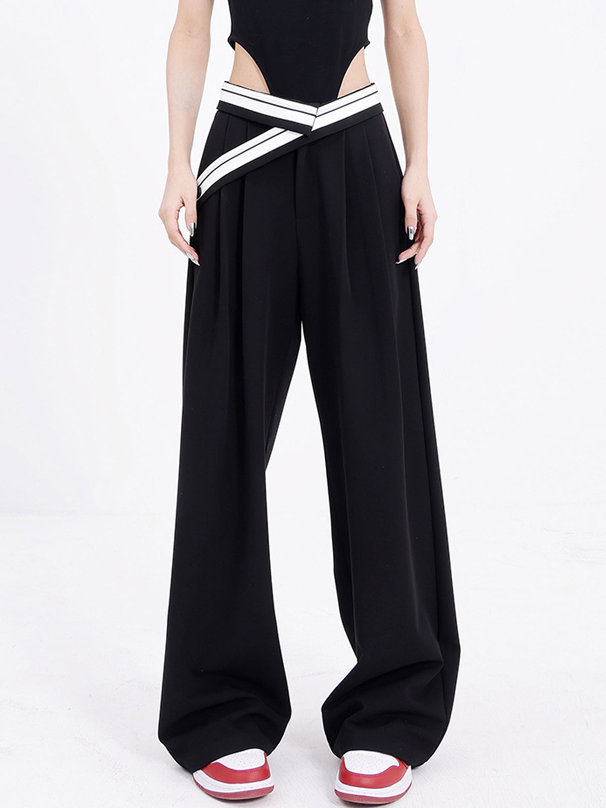 Reverse Waistband Baggy Wide Leg Pants