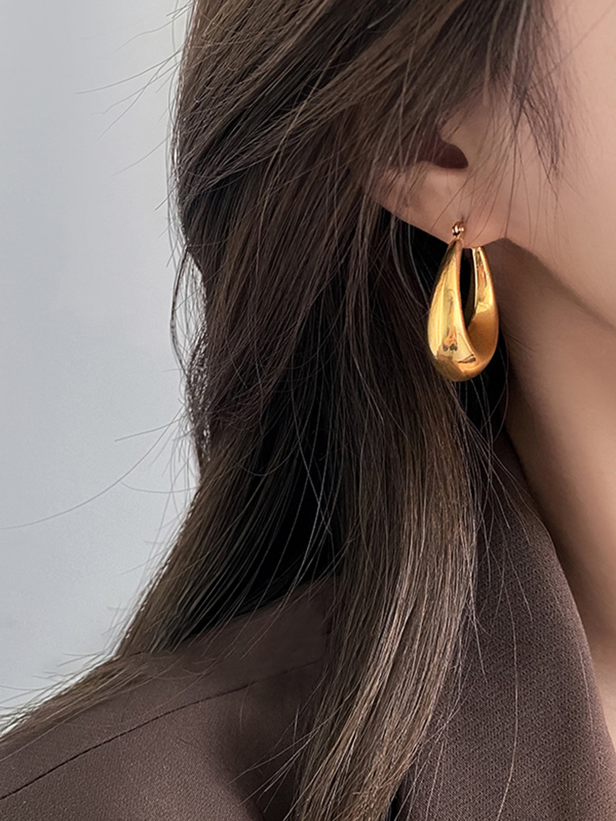 Circle Drapping Loop Earrings