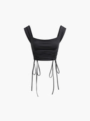 Drawstring Ruched Crop Top