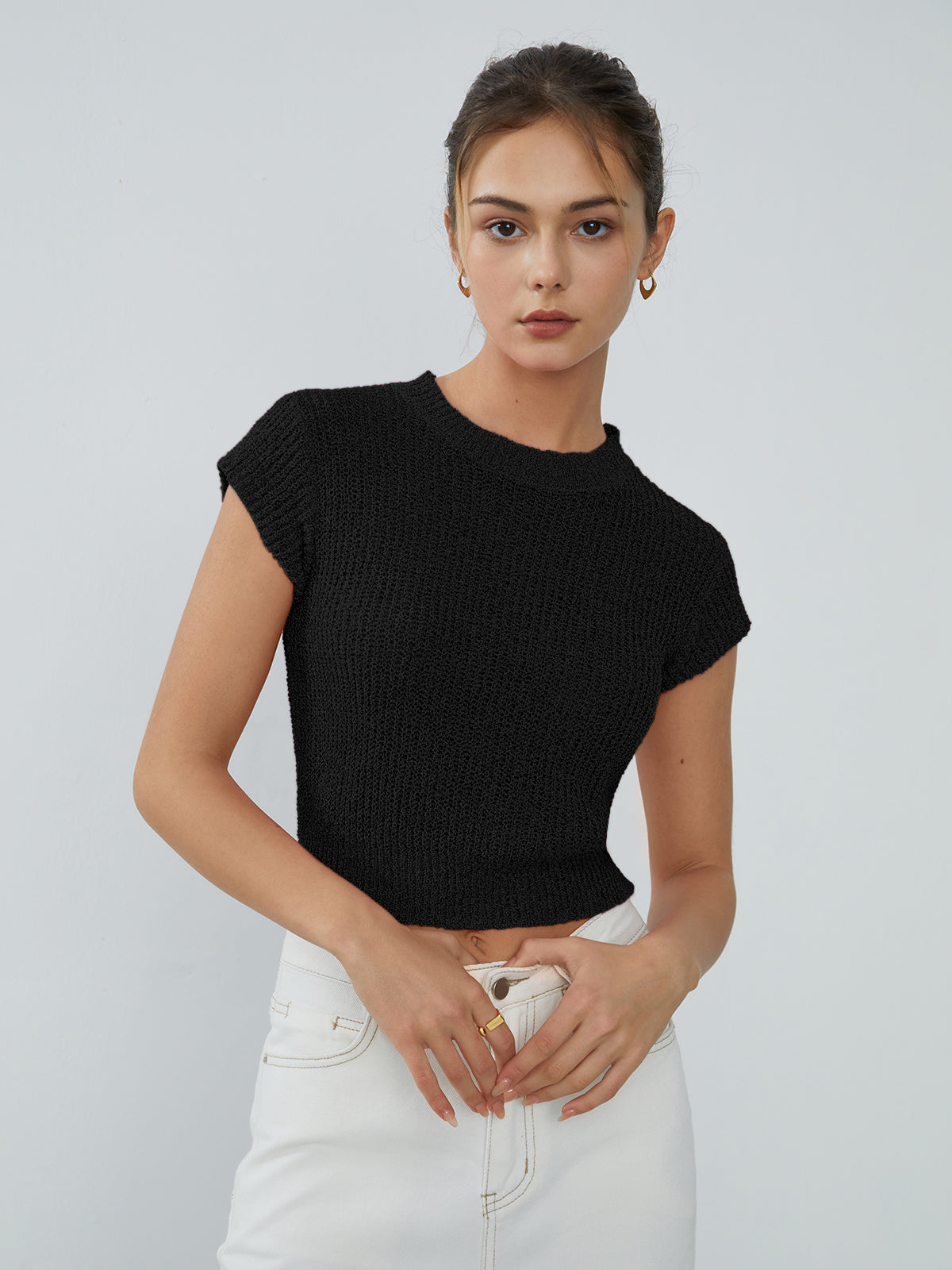 Cap Sleeve Knit Crop Top