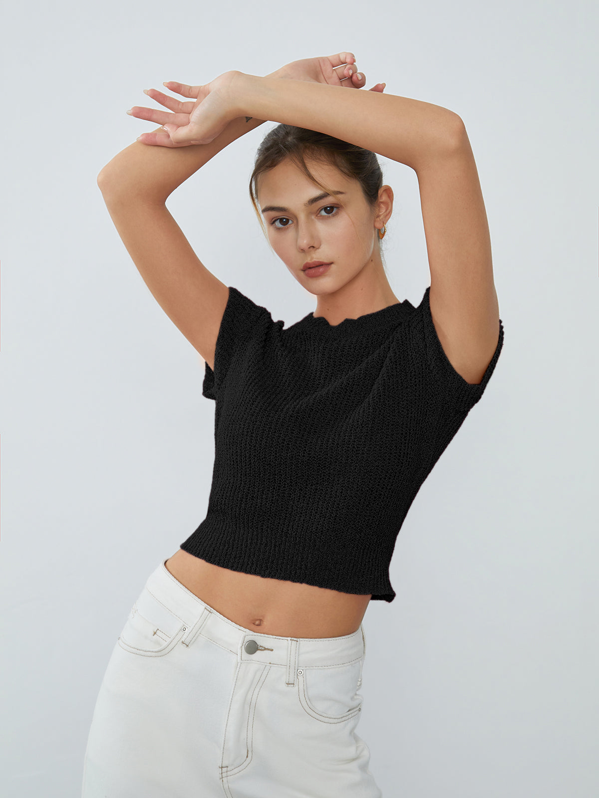 Cap Sleeve Knit Crop Top