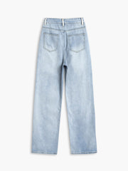 Baby Blue Denim Straight Leg Jeans