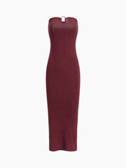 Square Ring Bodycon Tube Midi Dress