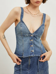 Denim Button Down Tank Top