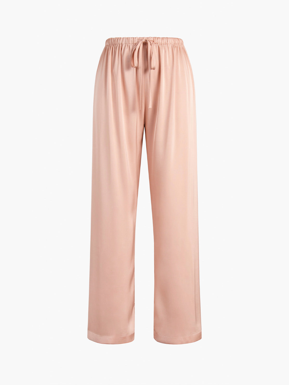 Drawstring Satin Straight Leg Pants