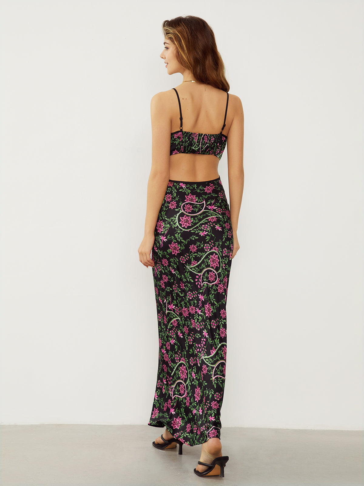 Phoenix Floral Cutout Long Dress