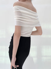 Overfold Off Shoulder Rib Top